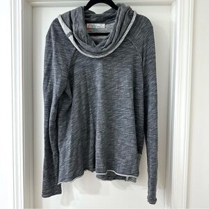 Free People FP Beach Gray Two Body Cowl Neck Tunic Top Sweater